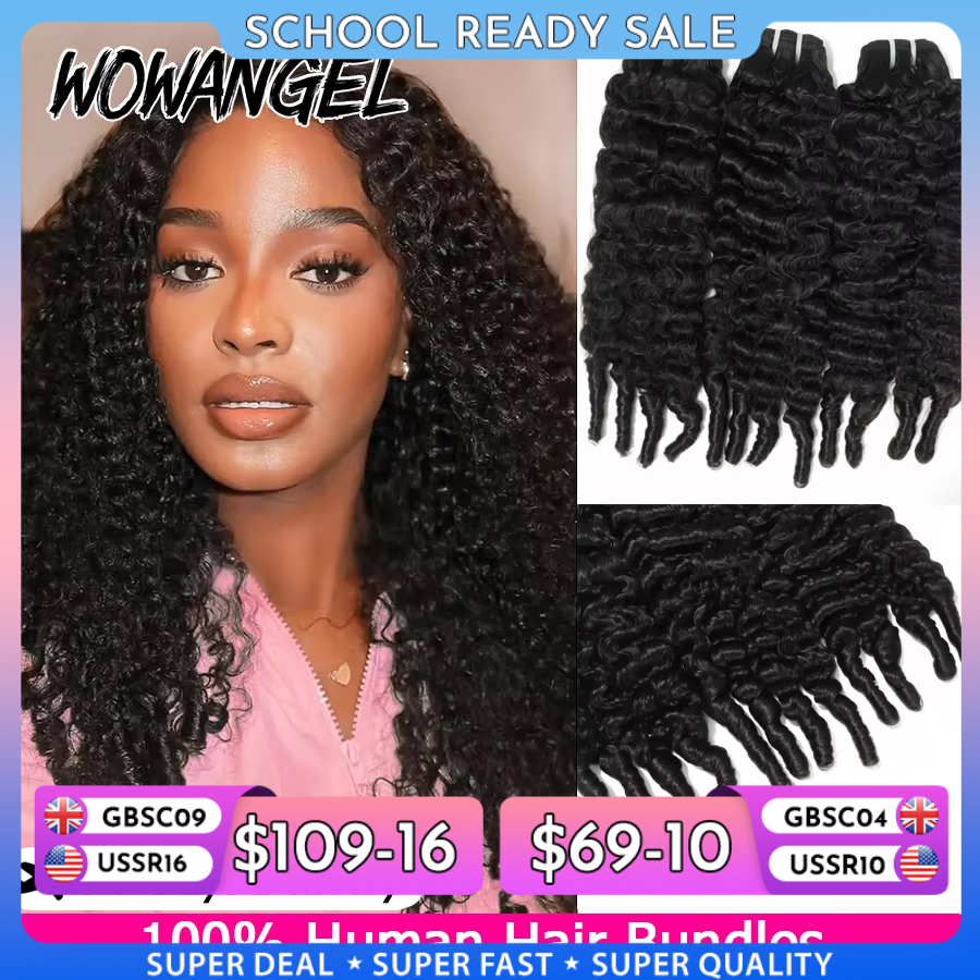 Sewing Technology - Extensiones de Cabello Rizado Birmano WOWANGEL,