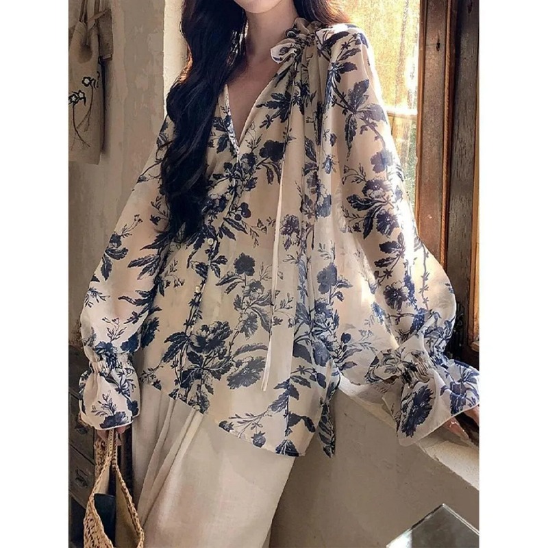Sewing V - Blusa de chifón con estampado floral