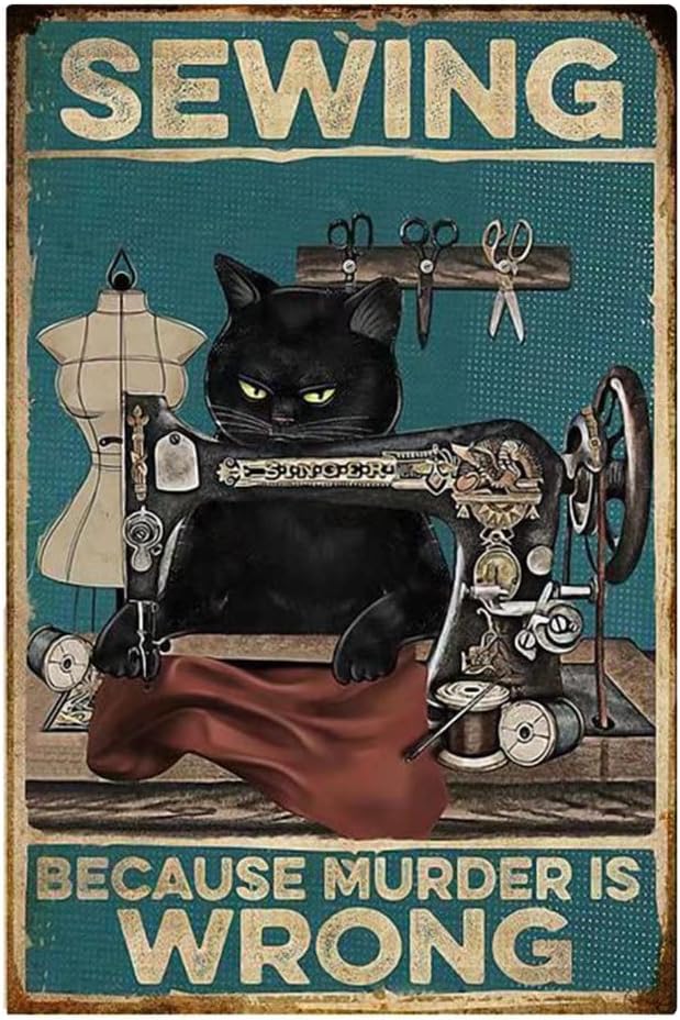 Sewing Art - Y1, Yepzoer Letrero de metal de