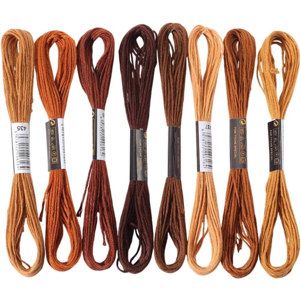 Embroidery Floss Thread - 8 Hilos de Bordar Marrones de