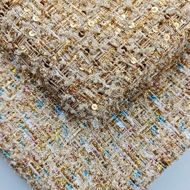 Sewing Tweed Fabric - Tela de Tweed trenzada teñida con