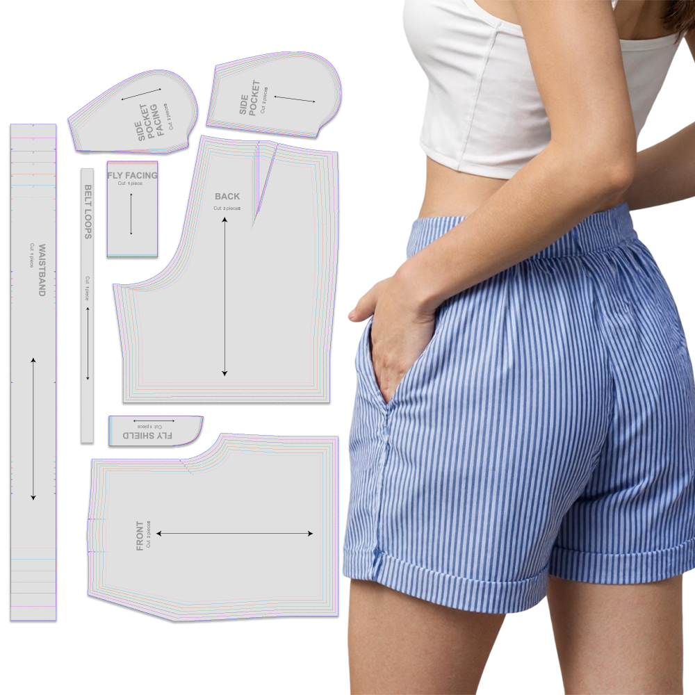 Textile Sewing Patterns - Patrones de costura para pantalones cortos