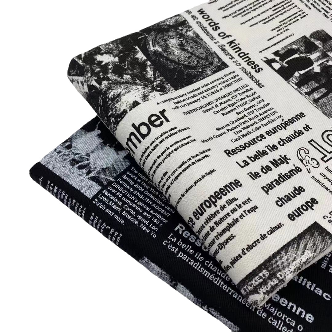 Sewing Tweed Fabric - Vintage Retro negro blanco periódico Graffiti