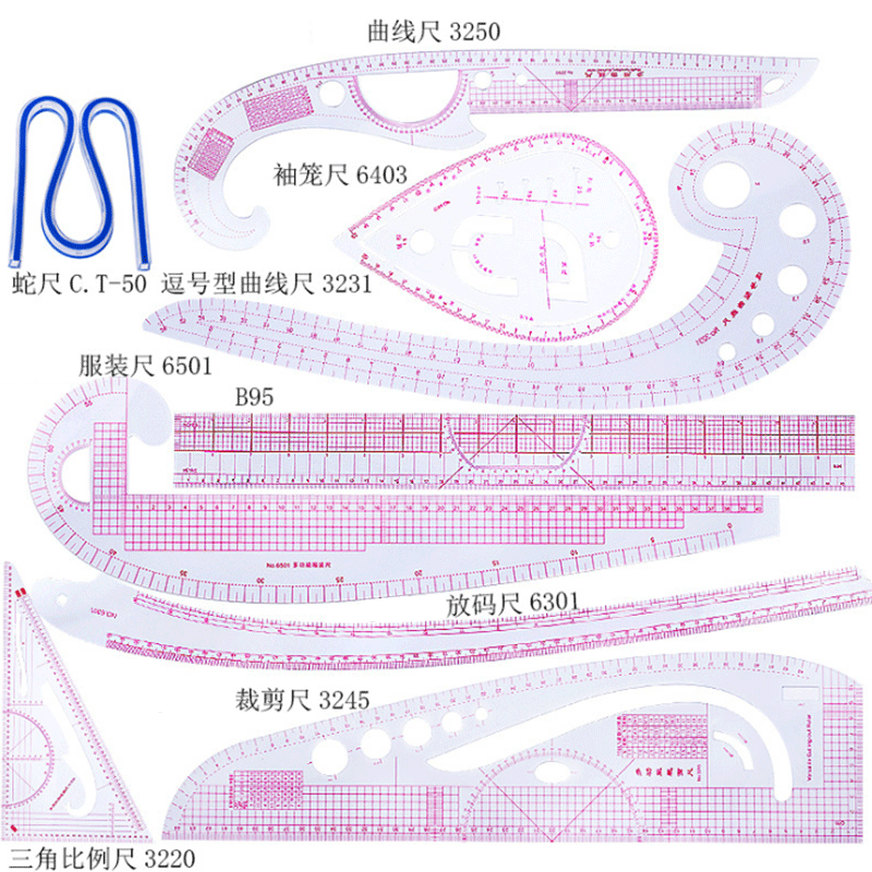 Textile Sewing Patterns - Juego de 5/6/9 Uds de Regla