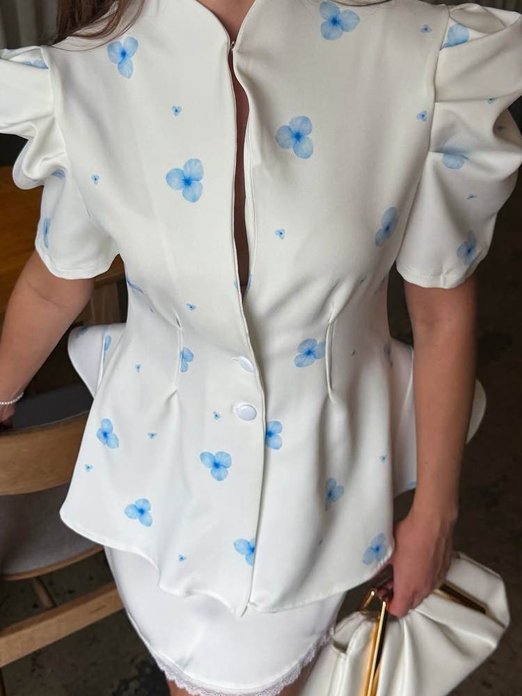 Sewing V - Blusa Elegante de Satén con Estampado