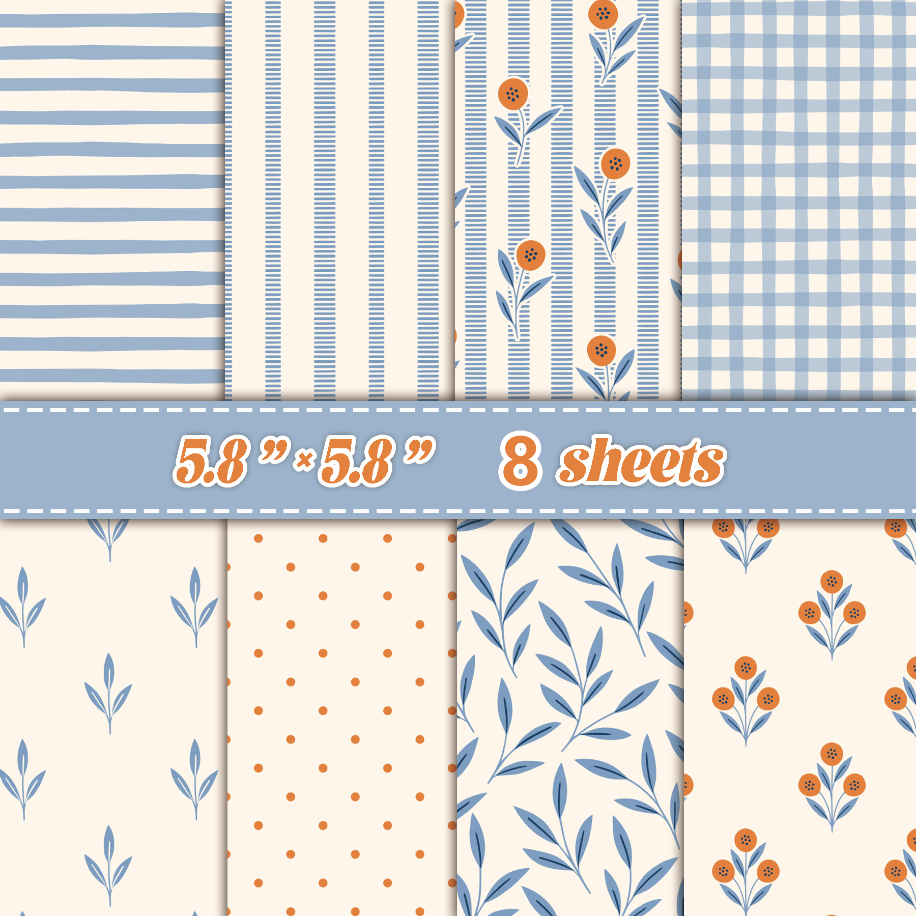 Pattern Tissue Paper - 8 hojas de papeles para álbum