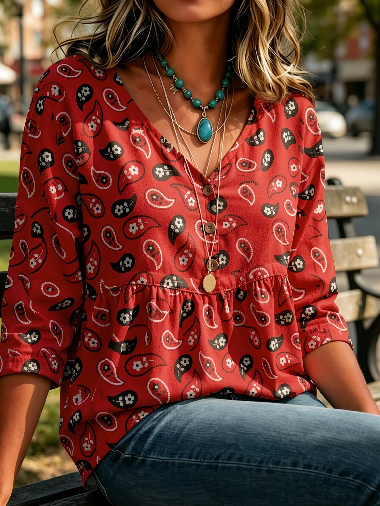 Sewing V - Blusa vintage boho de mujer con