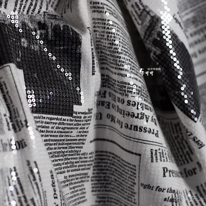 Sewing Tweed Fabric - Graffiti en inglés periódico tela vaquera