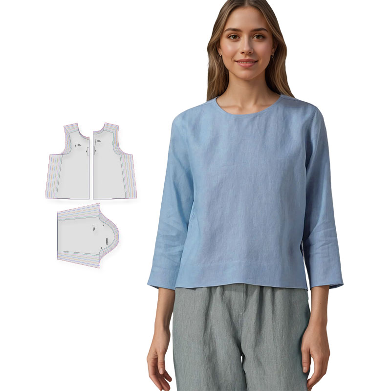 Textile Sewing Patterns - Patrones de costura para blusa de