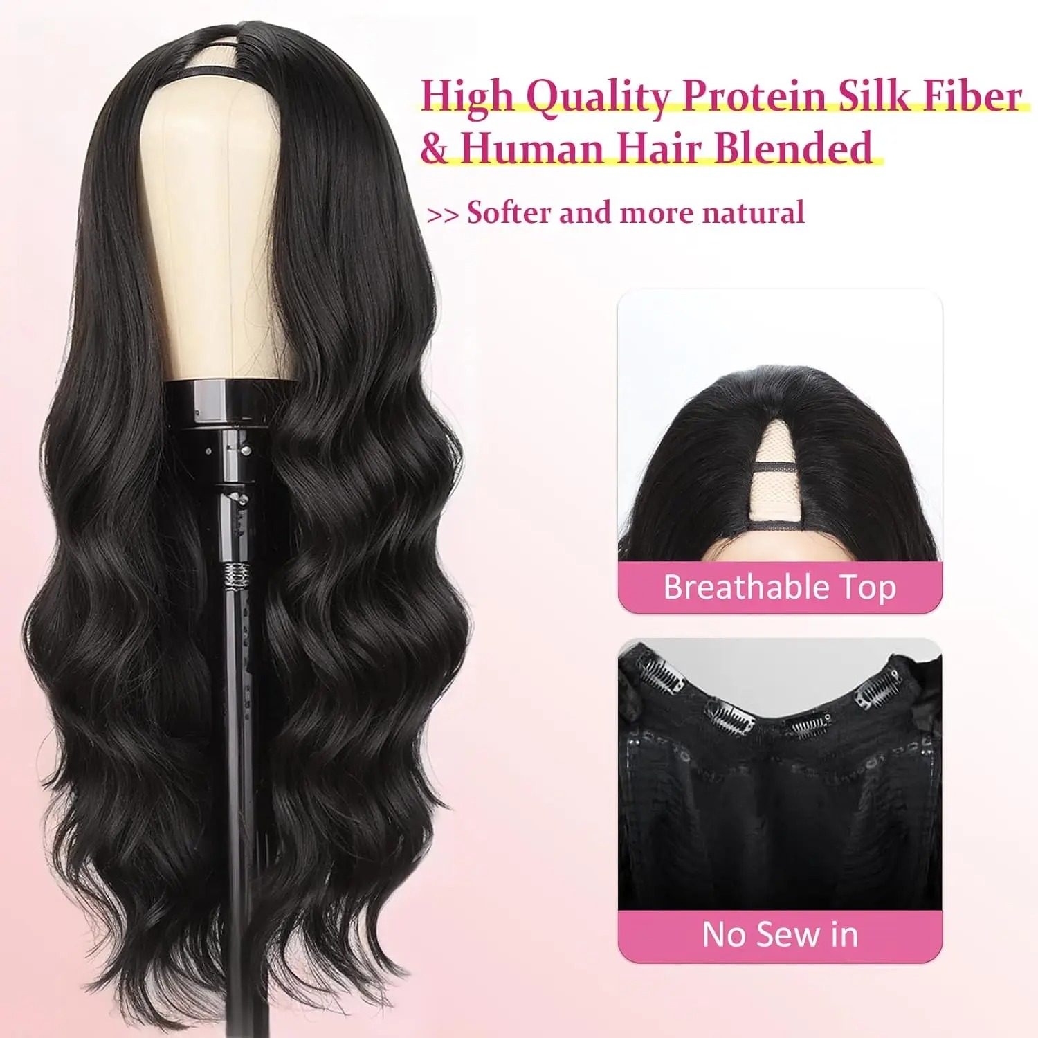 Peluca de cabello humano con p - Sewing V reseña y precio
