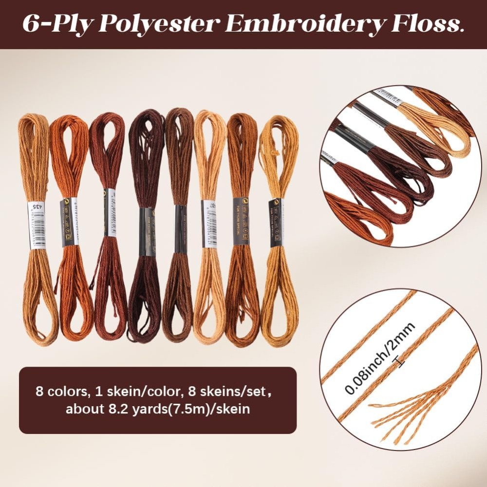 8 Hilos de Bordar Marrones de  - Embroidery Floss Thread reseña y precio