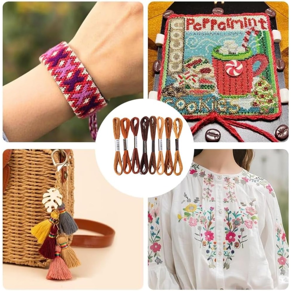 8 Hilos de Bordar Marrones de  - Embroidery Floss Thread reseña y precio