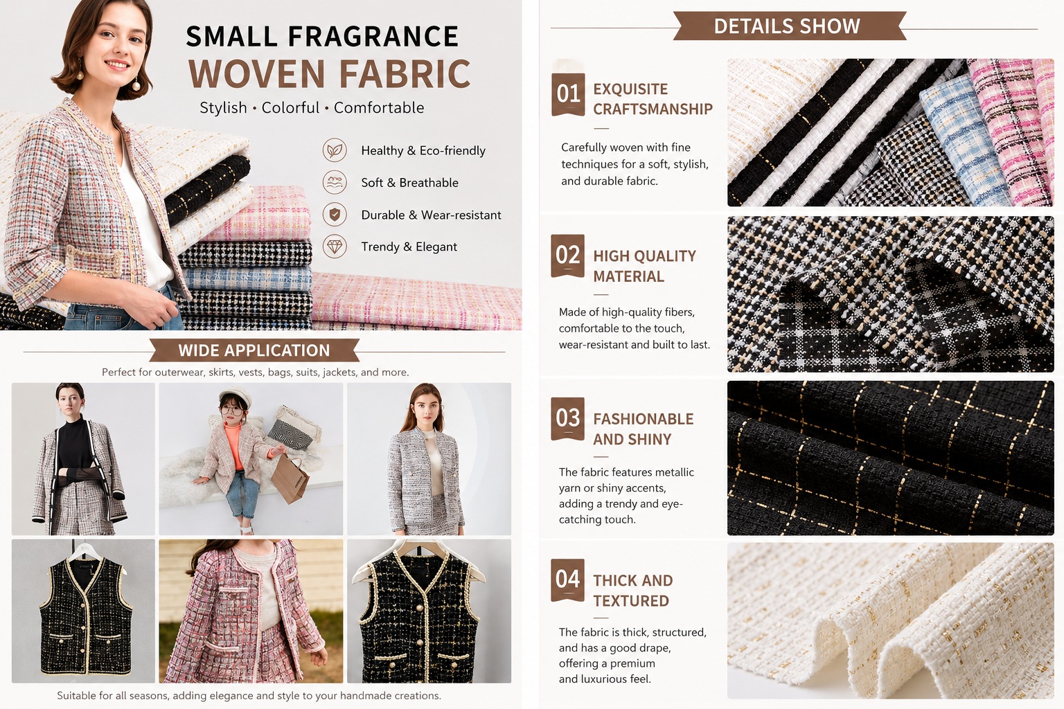 Tela Tweed de Lujo, Tela Boucl - Sewing Tweed Fabric reseña y precio