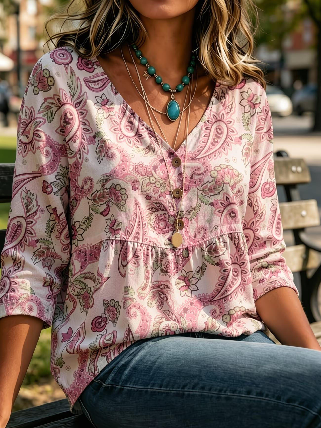 Blusa vintage boho de mujer co - Sewing V reseña y precio