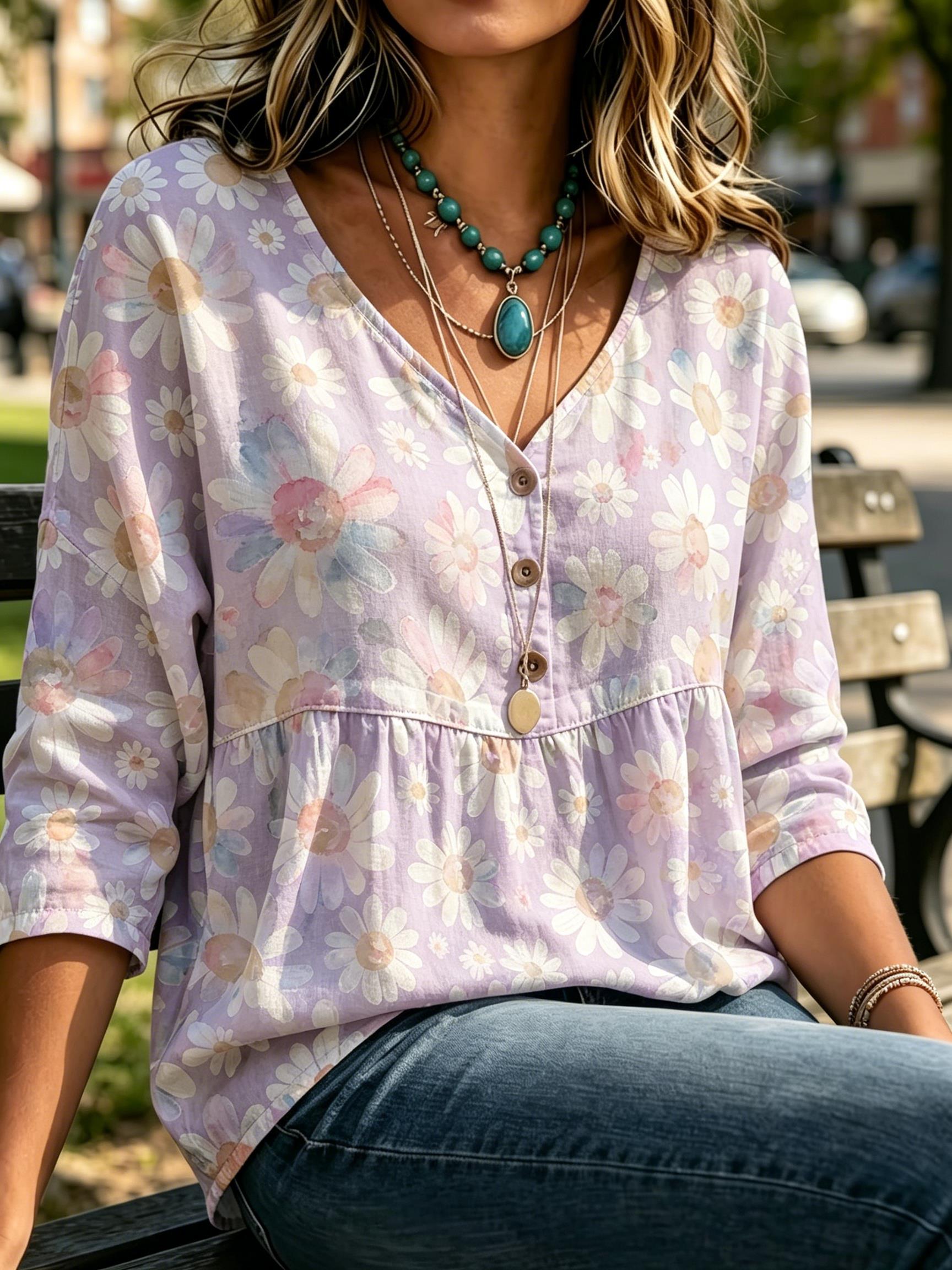 Blusa de Mujer con Estampado B - Sewing V reseña y precio